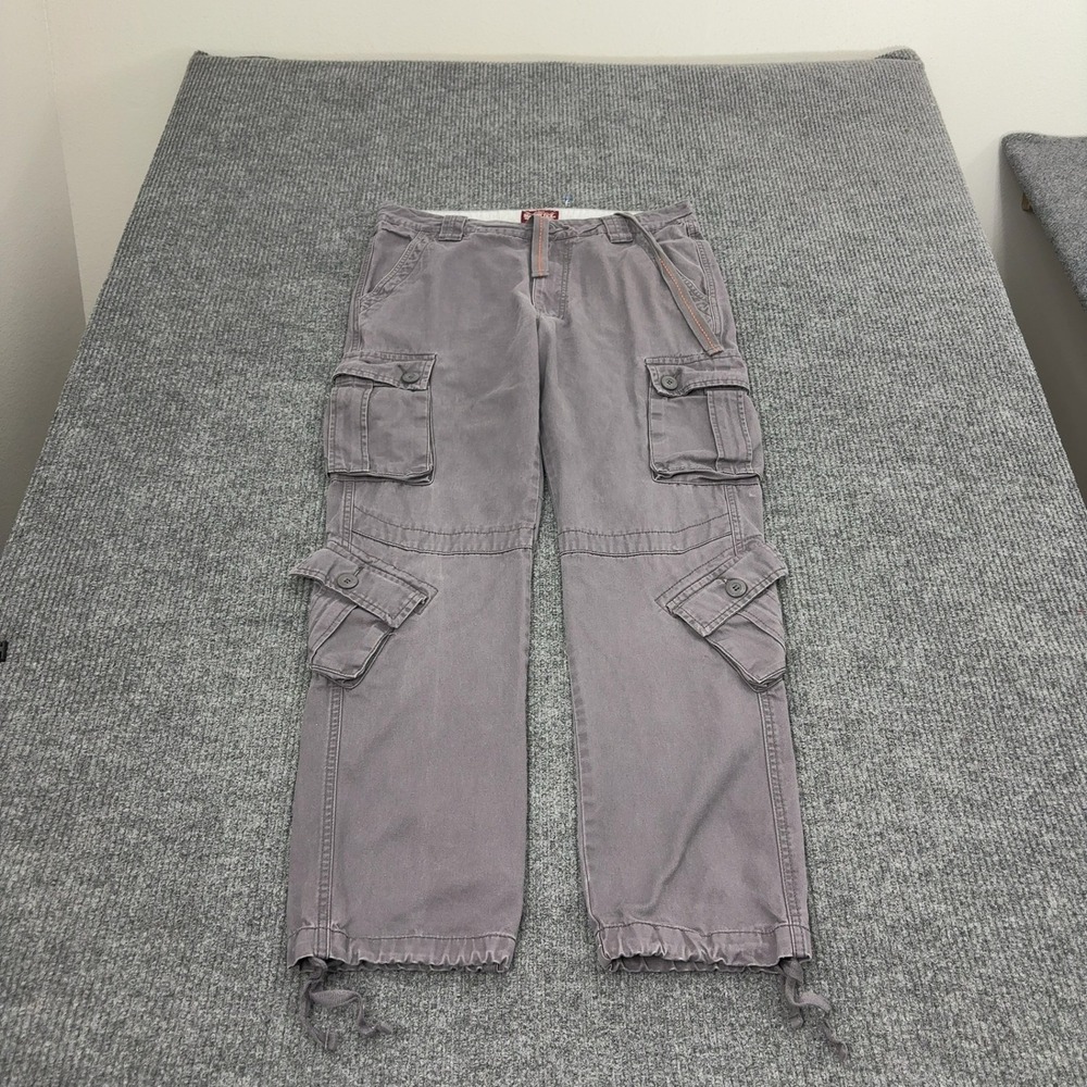 Matchstick Cargo Pants Mens XL Gray Cotton Multi Pocket Drawstring Hem Gorpcore